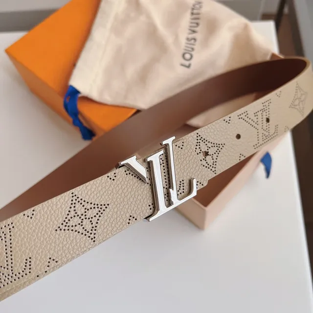 Louis Vuitton LV Initiales Perforated Monogram Tan Leather Belt 6