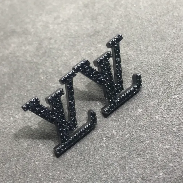 Louis Vuitton LV Initials Pavé Black Stone Stud Earrings 2