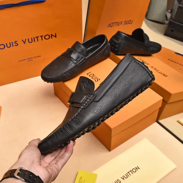 Louis Vuitton LV Loafer Black Monogram-Embossed Leather Buckle Strap Loafer 7