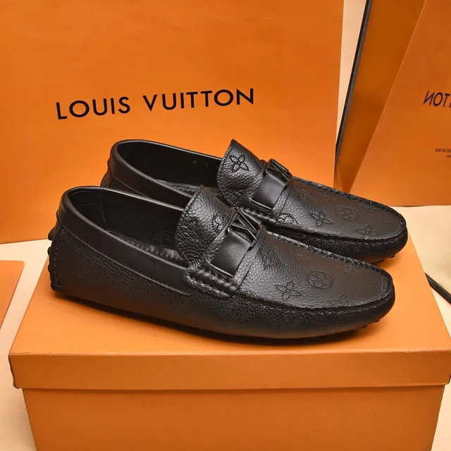 Louis Vuitton LV Loafer Black Monogram-Embossed Leather Buckle Strap Loafer 8