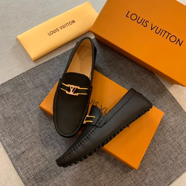 Louis Vuitton LV mocassin noir jaune cuir boucle twist mocassin 2