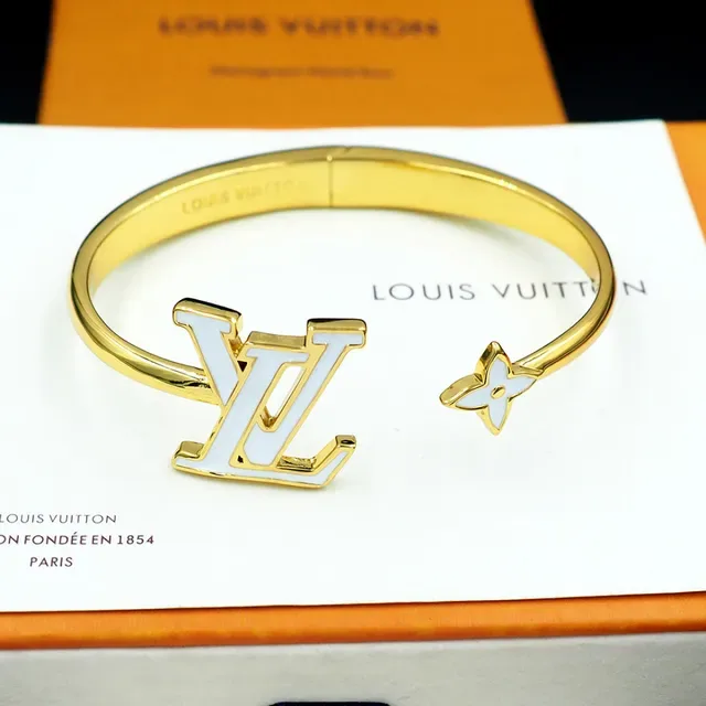 Louis Vuitton LV Monogram Enamel Open Bangle Bracelet 6