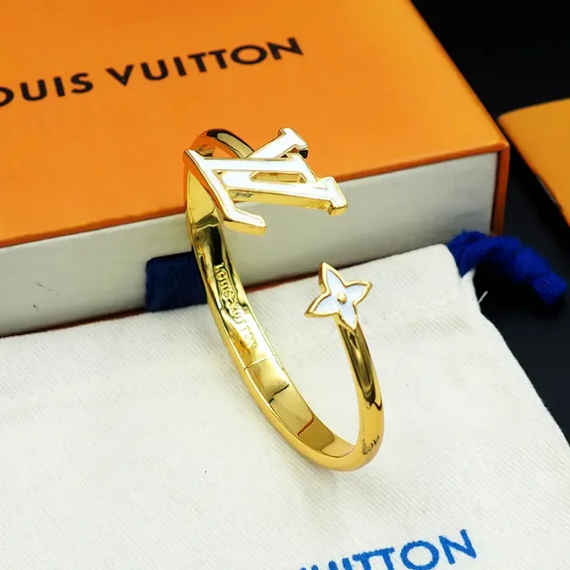 Louis Vuitton LV Monogram Enamel Open Bangle Bracelet 7