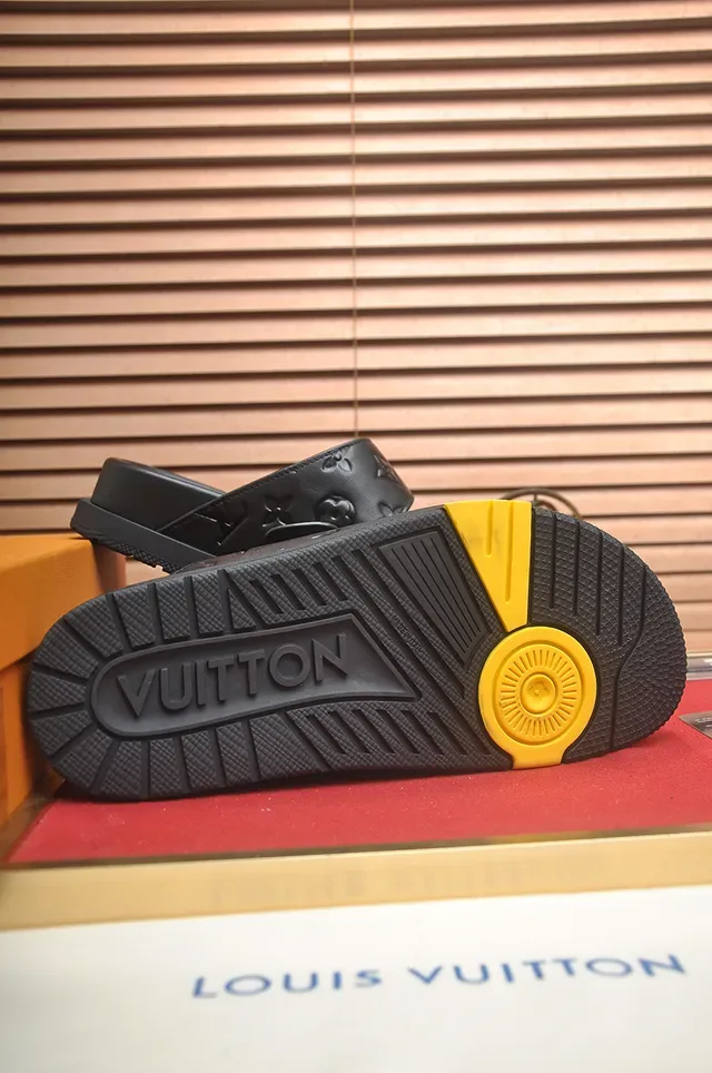Louis Vuitton LV Slide Black Embossed Monogram Buckle Slippers 3