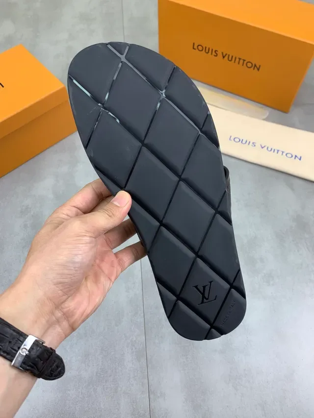 Louis Vuitton LV Slide Black Embossed Monogram Slippers 2