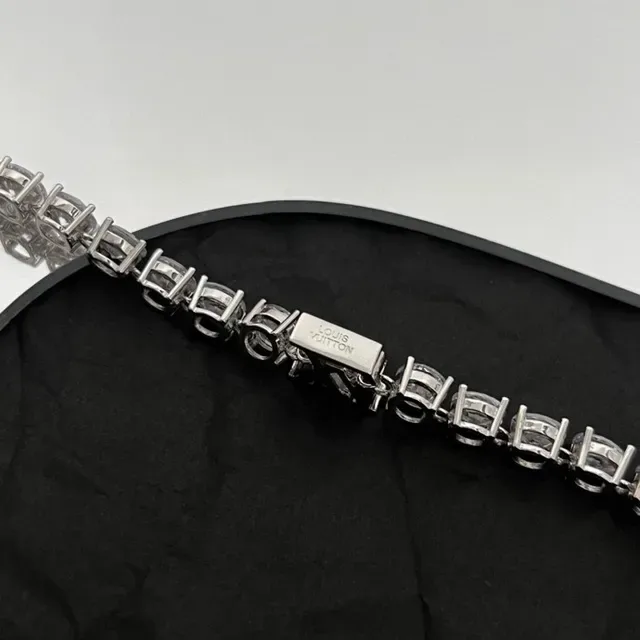 Louis Vuitton LV Star Silver Transparent Crystal-Encrusted Monogrammed Bracelet 4