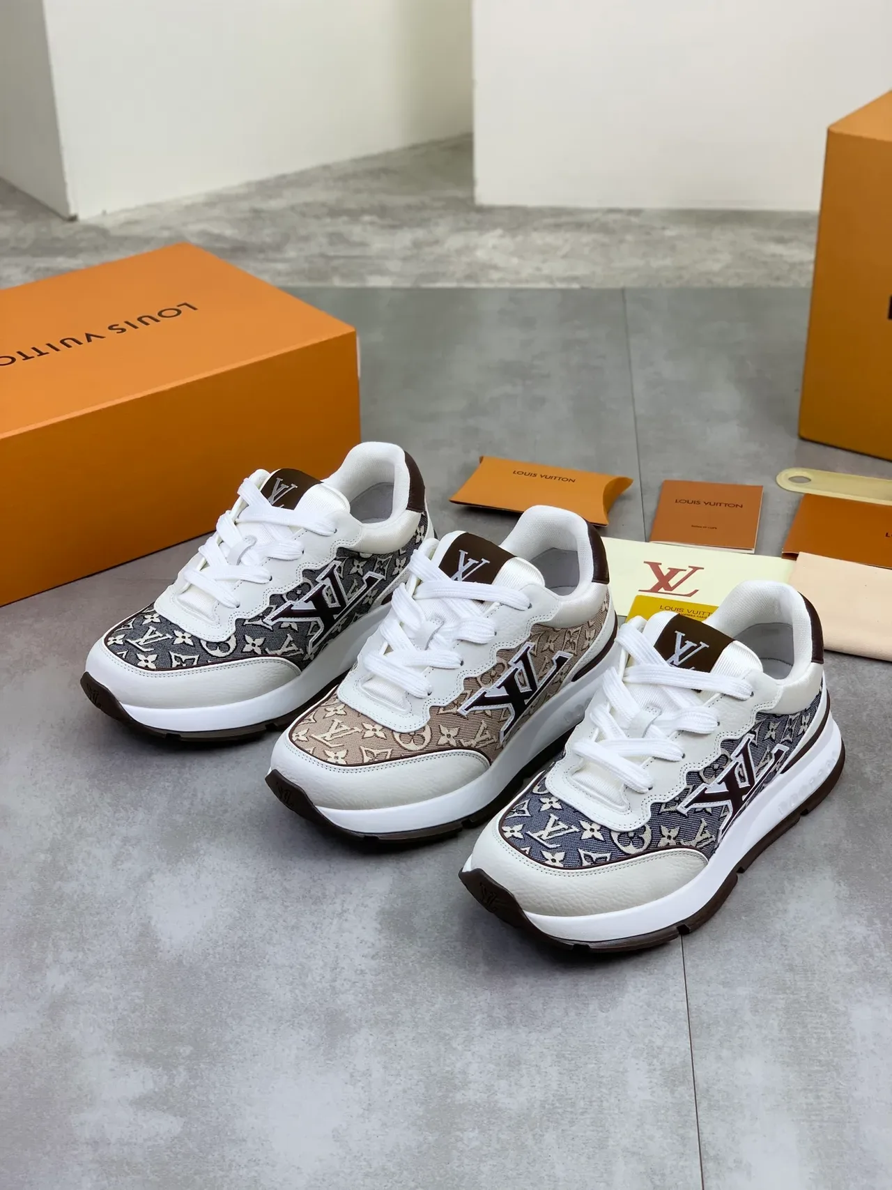 Louis Vuitton LV Trainer Beige Brown Monogram Canvas Stitched Logo Lifestyle Sneakers 2
