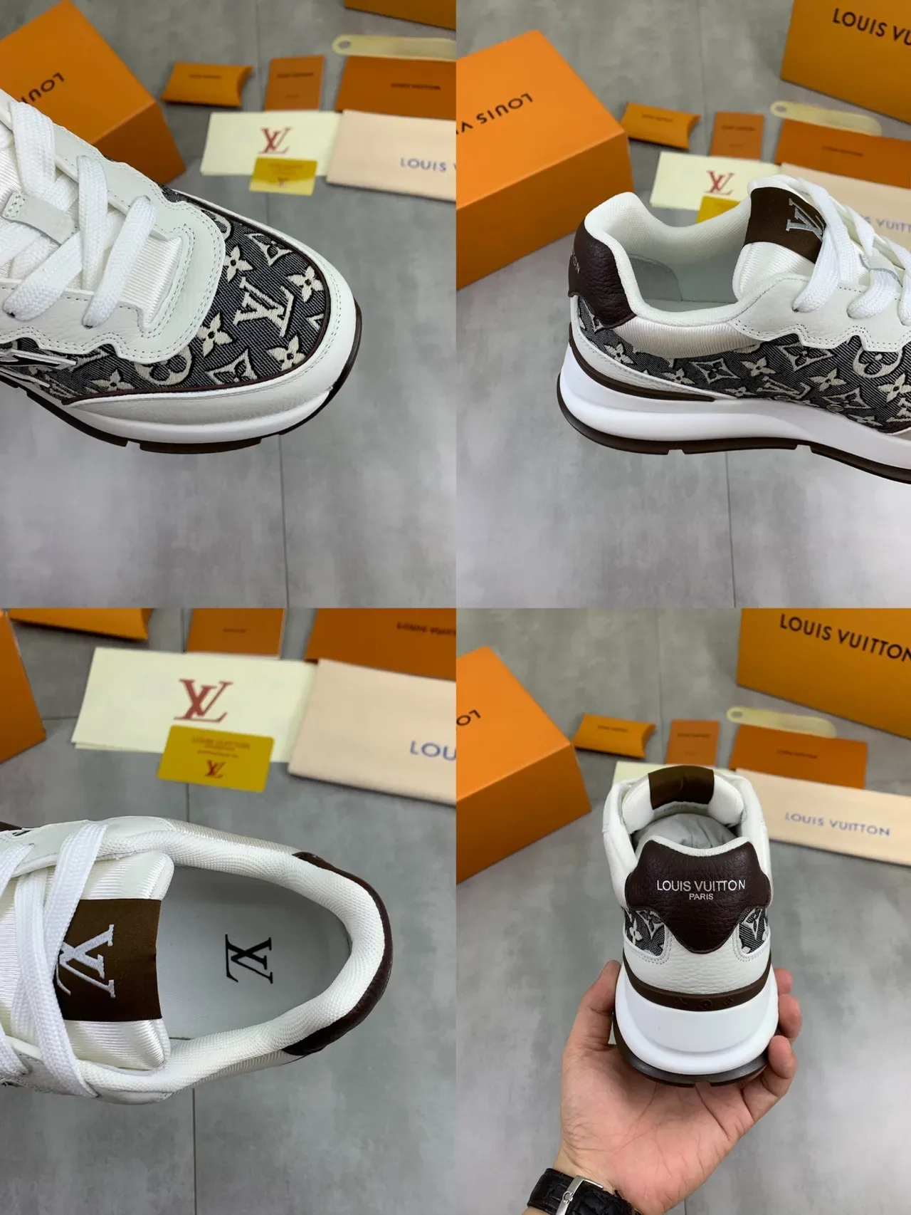 Louis Vuitton LV Trainer Beige Brown Monogram Canvas Stitched Logo Lifestyle Sneakers 3