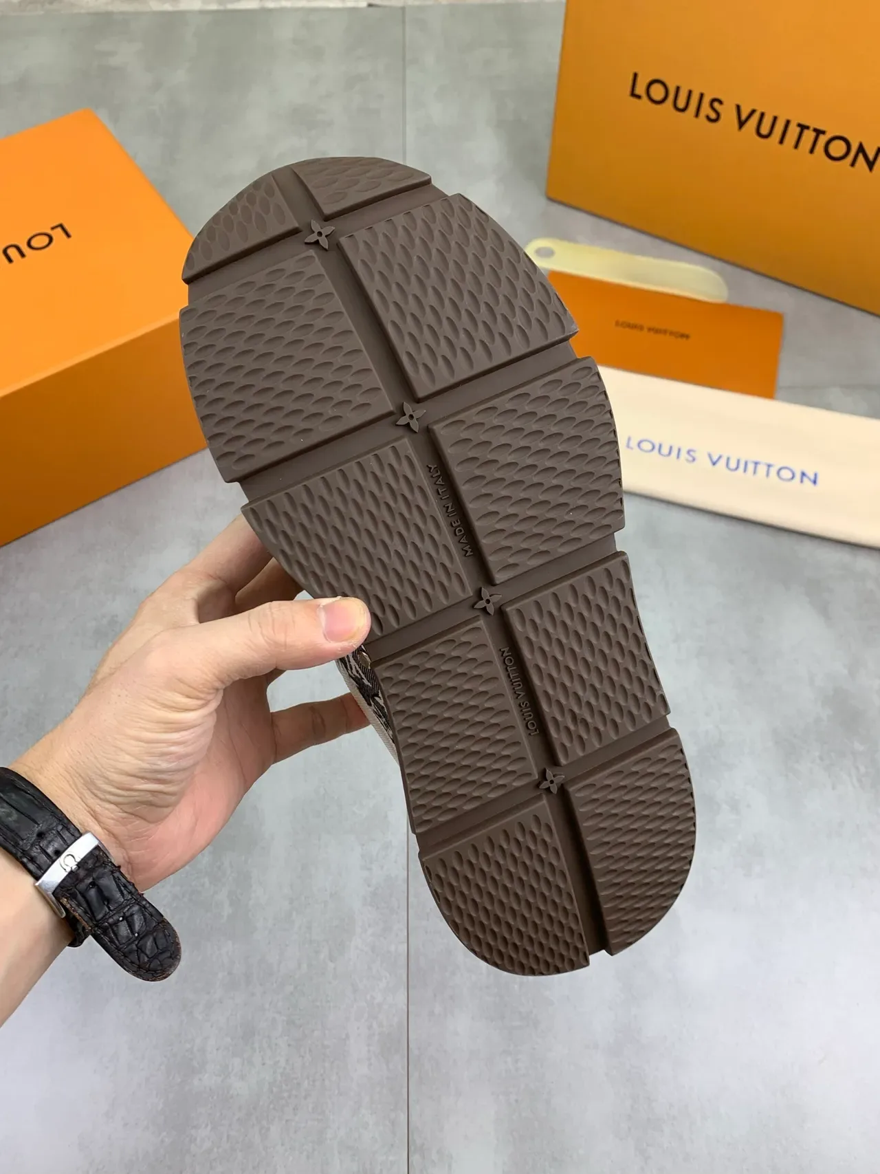 Louis Vuitton LV Trainer Beige Brown Monogram Canvas Stitched Logo Lifestyle Sneakers 4