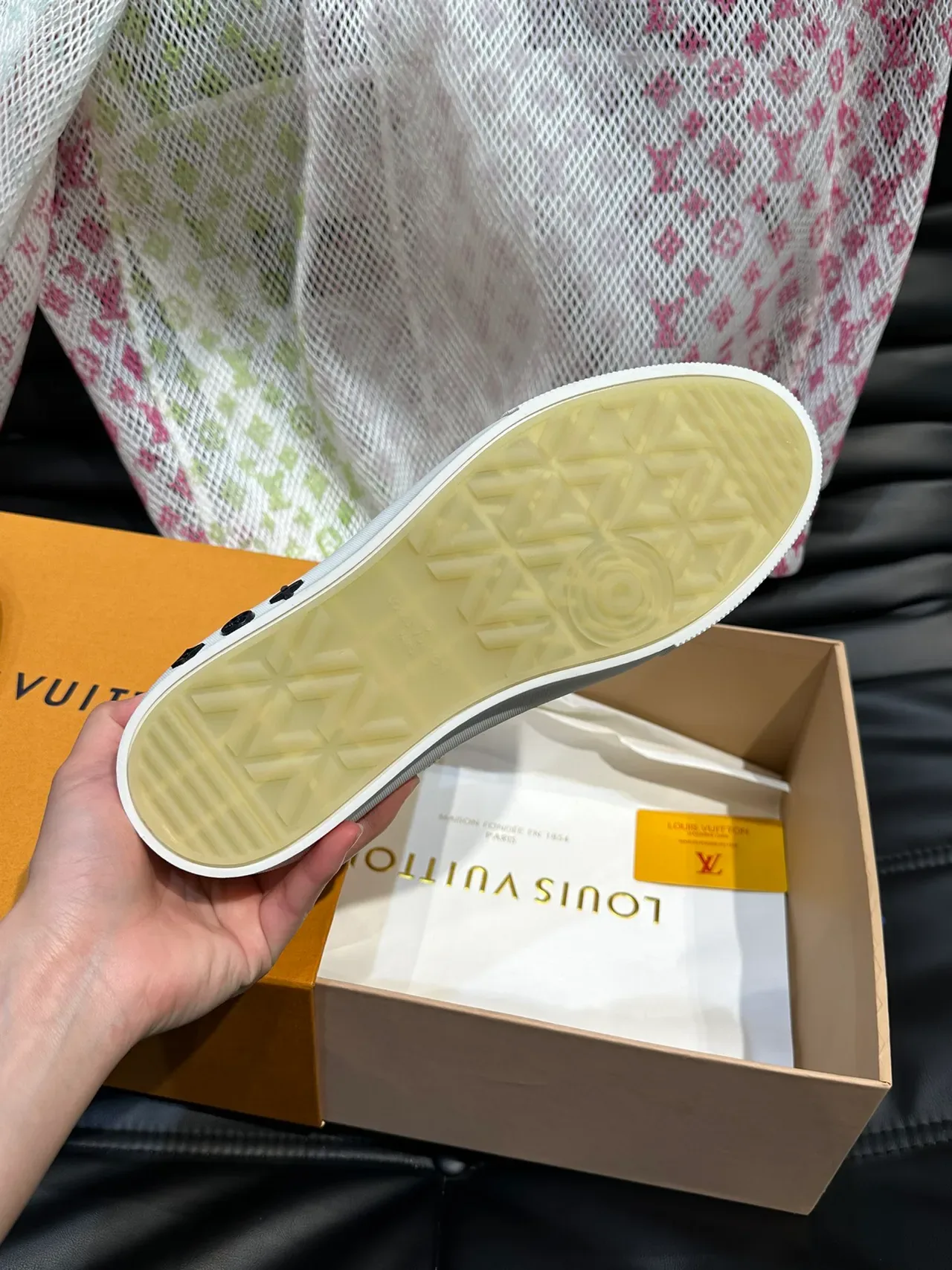 Louis Vuitton LV Trainer Beige White Perforated Leather Checkerboard Monogram Lifestyle Sneakers 2