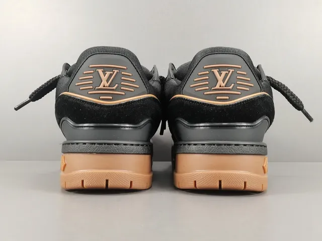 Louis Vuitton LV Trainer Black Beige Chunky Layered Sole Suede And Mesh Upper Lifestyle Sneakers 17