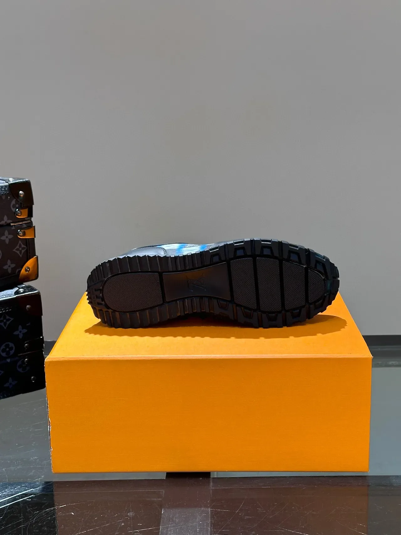 Louis Vuitton LV Trainer Black Blue Leather-Jacquard Hybrid Striped Side Panel Lifestyle Sneakers 3