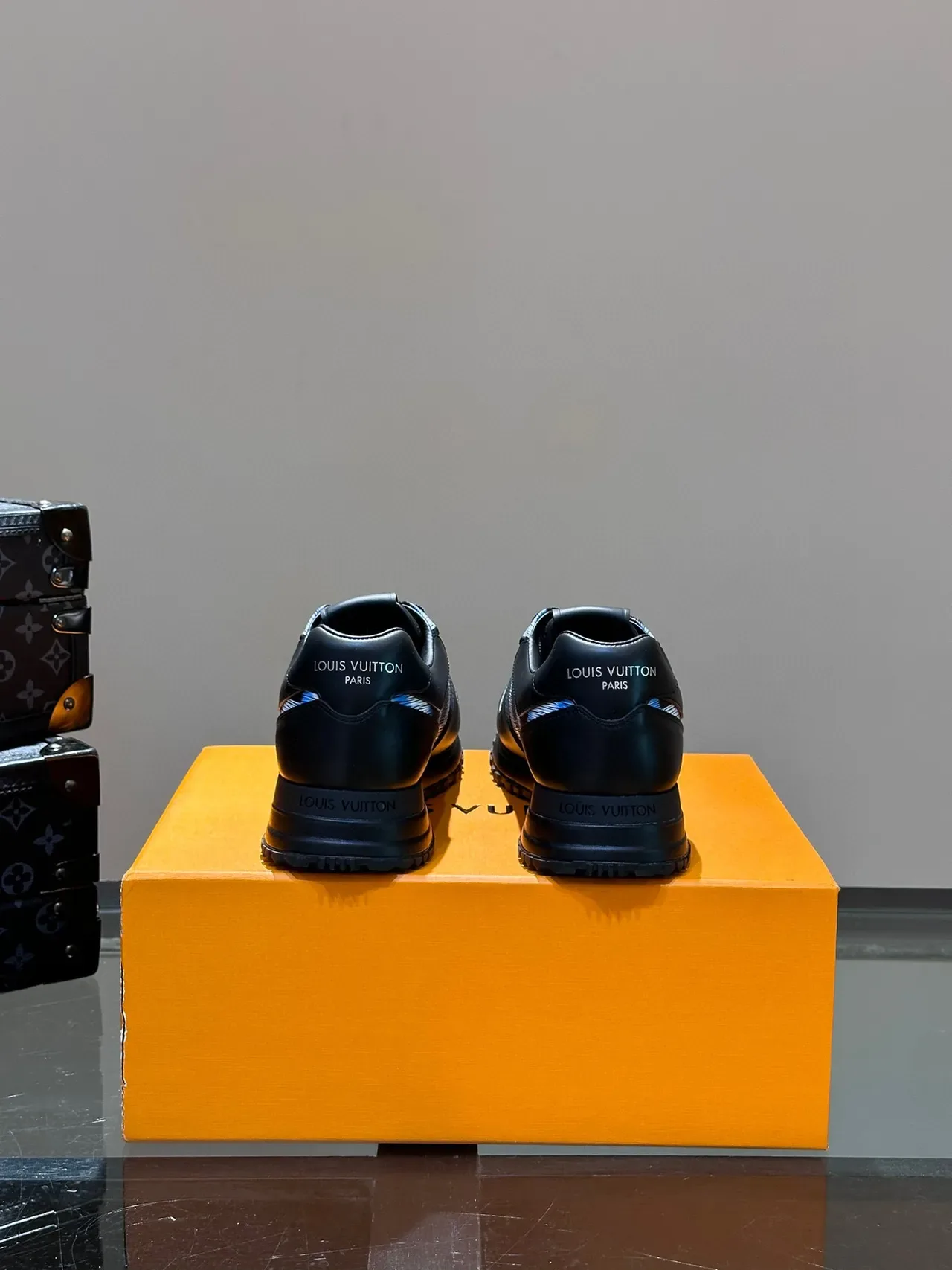 Louis Vuitton LV Trainer Black Blue Leather-Jacquard Hybrid Striped Side Panel Lifestyle Sneakers 5