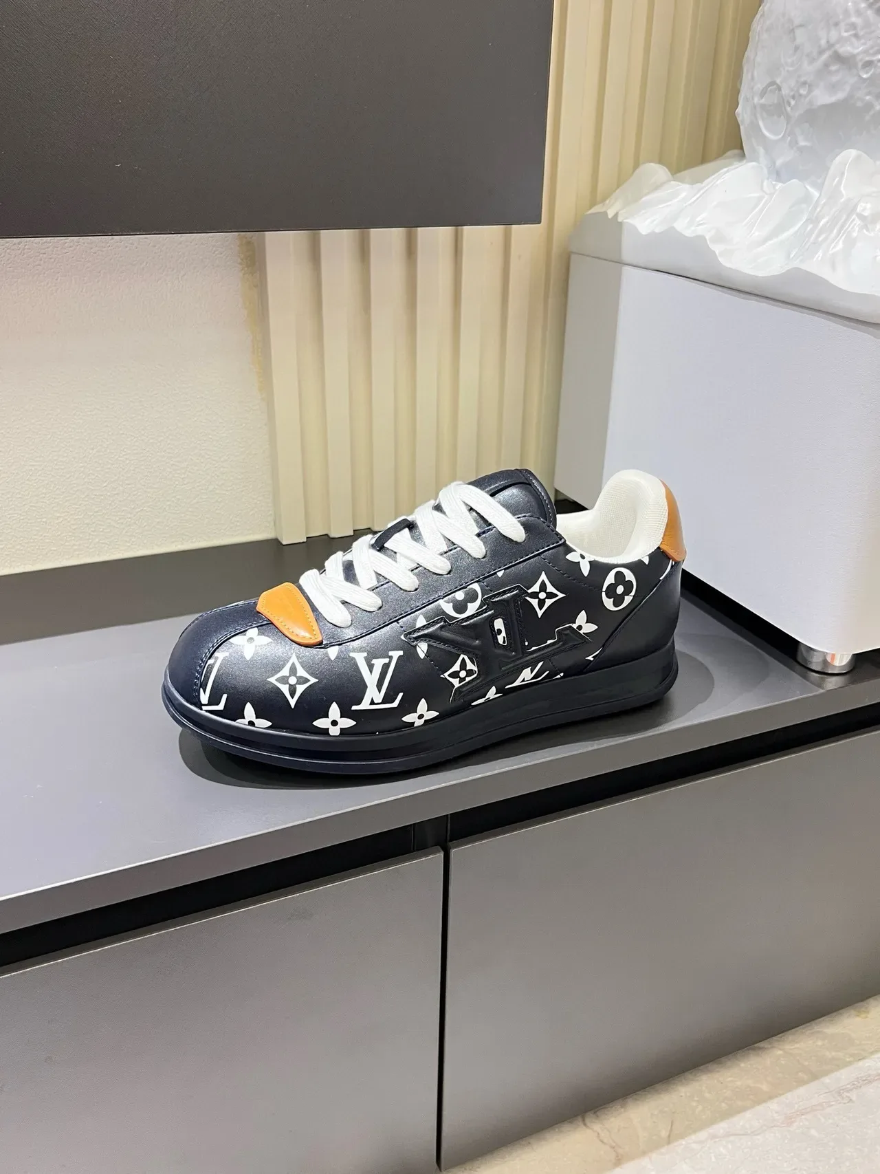 Louis Vuitton LV Trainer Black Brown Monogram-Print Leather Embossed Logo Lifestyle Sneakers 5