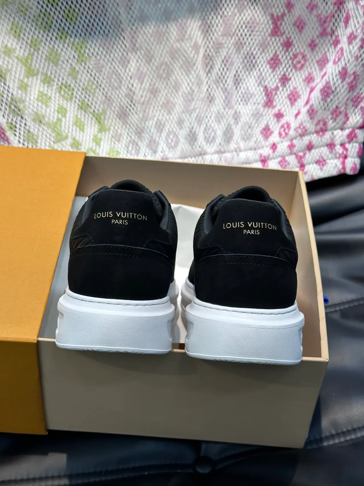 Louis Vuitton LV Trainer Black Gold Ribbed Texture Monogram Lifestyle Sneakers 3