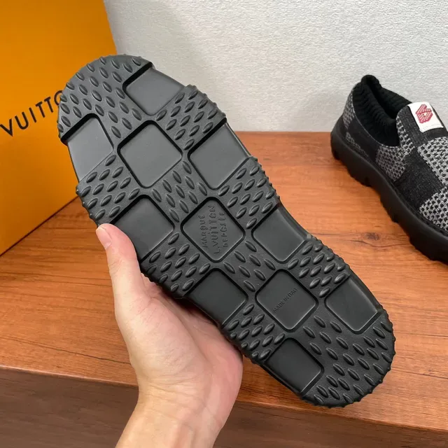 Louis Vuitton LV Trainer Black Gray Knit Slip-On Checkerboard Pattern Chunky Sneakers 6
