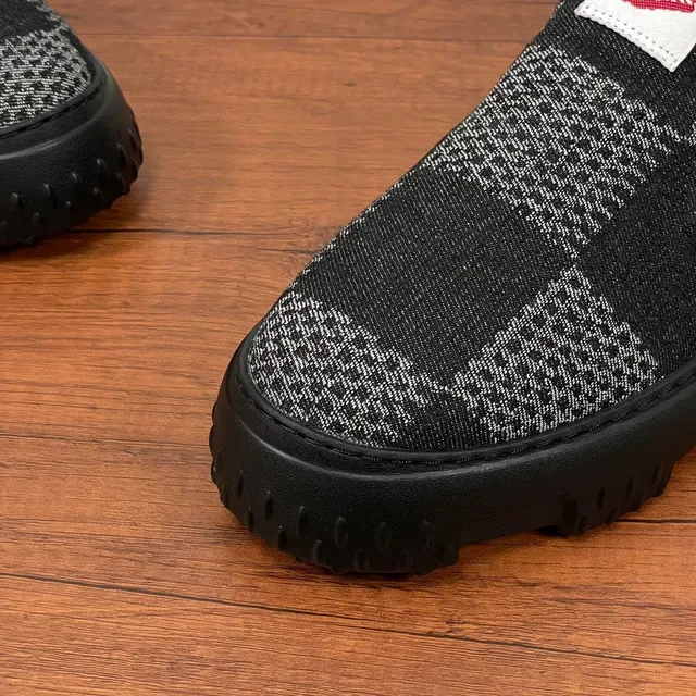 Louis Vuitton LV Trainer Black Gray Knit Slip-On Checkerboard Pattern Chunky Sneakers 9