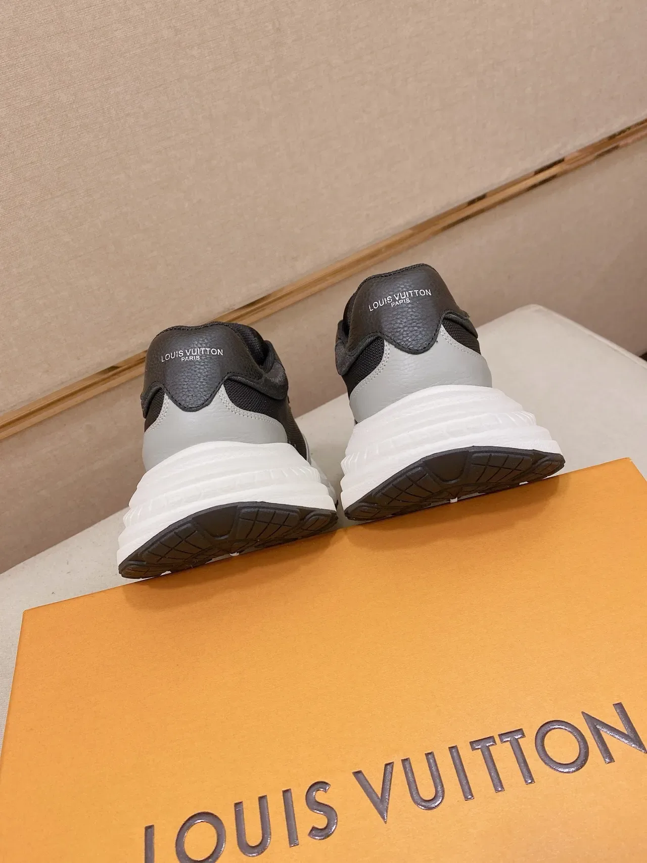 Louis Vuitton LV Trainer Black Gray Sole Monogrammed Side Panel Chunky Sneakers 3
