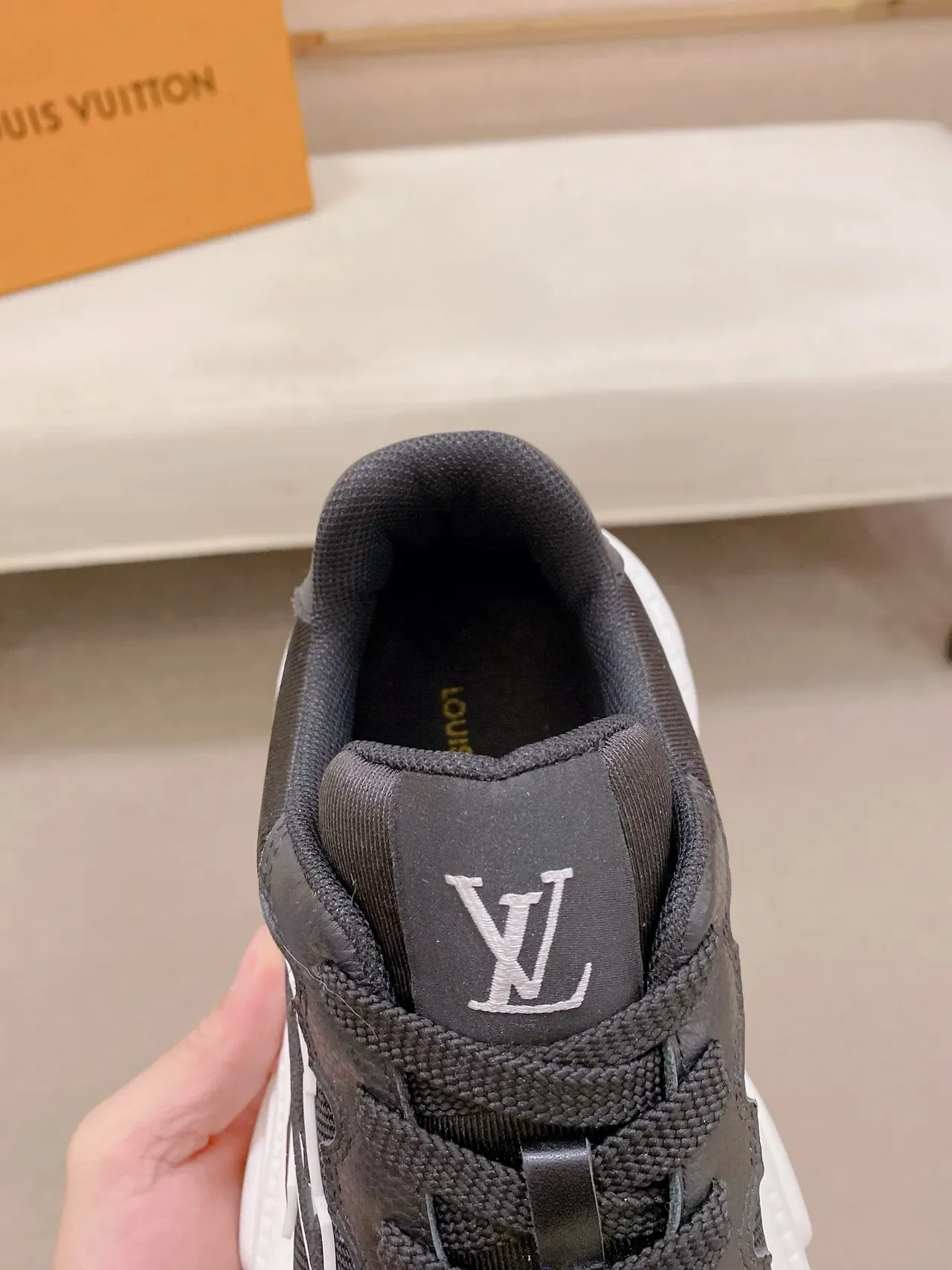 Louis Vuitton LV Trainer Black Gray Sole Monogrammed Side Panel Chunky Sneakers 4