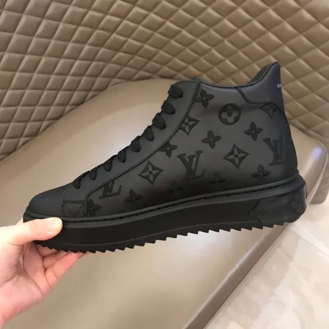 Louis Vuitton LV Trainer Black Monogram-Embossed Leather High-Top Lifestyle Sneakers 4