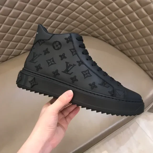 Louis Vuitton LV Trainer Black Monogram-Embossed Leather High-Top Lifestyle Sneakers 6