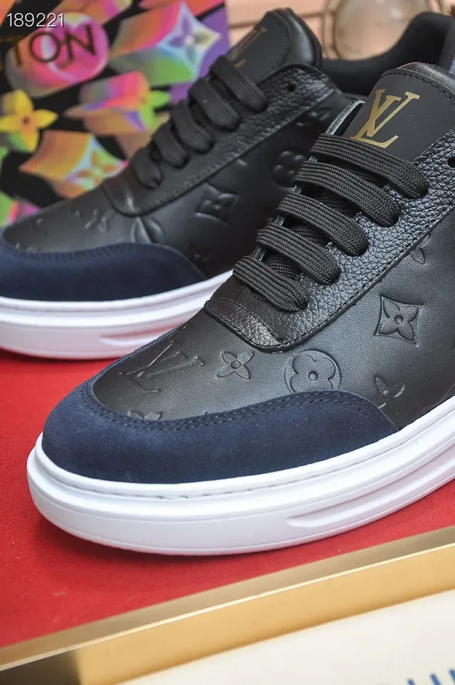 Louis Vuitton LV Trainer Black Navy Monogram-Embossed Leather Suede Accents Lifestyle Sneakers 5