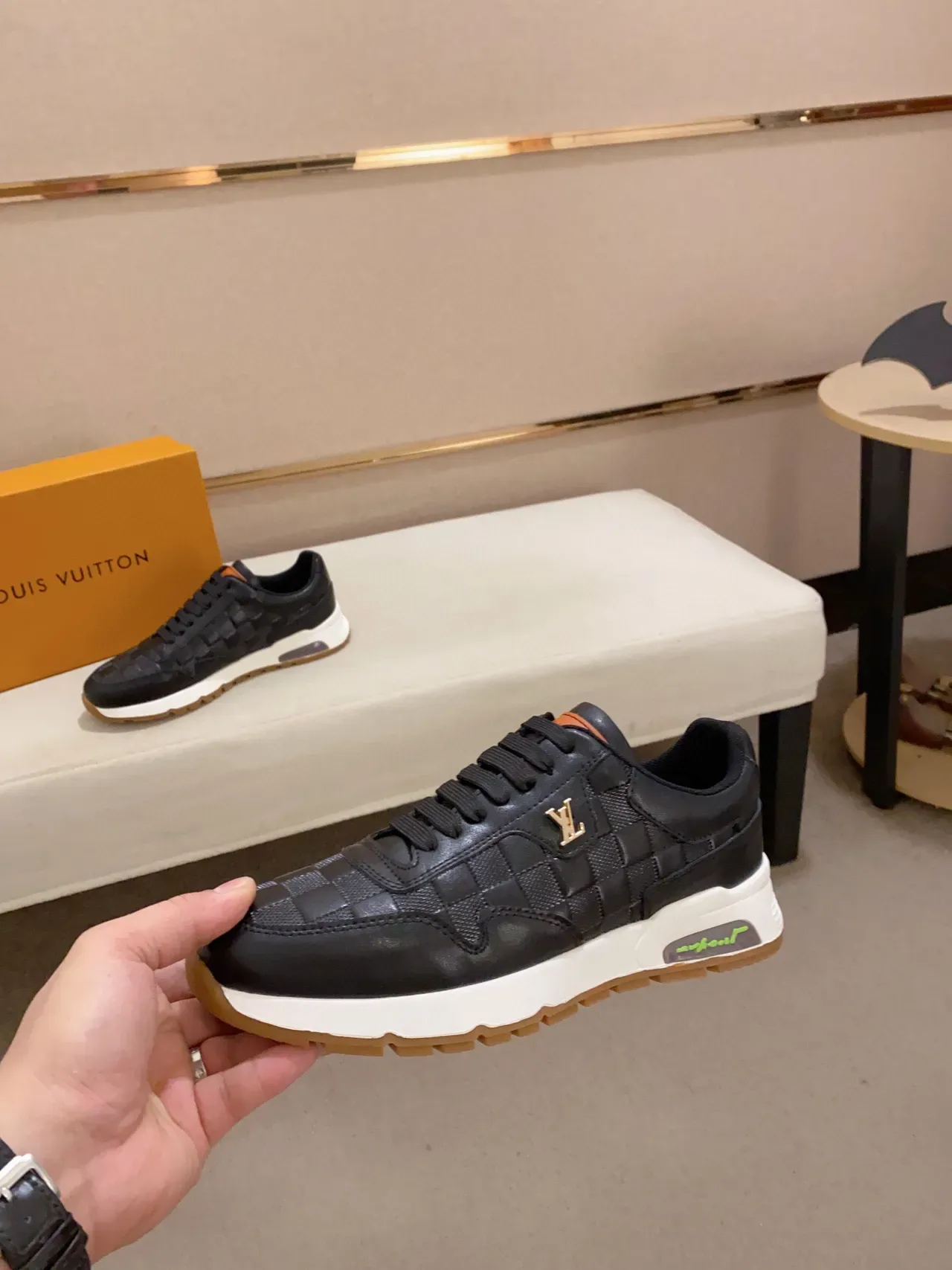 Louis Vuitton LV Trainer Black White Checkerboard-Embossed Leather Low-Top Lifestyle Sneakers 8