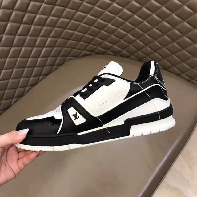 Louis Vuitton LV Trainer Black White Contrast Gold Script Branding Lifestyle Sneakers 2