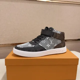 Louis Vuitton LV Trainer Black White High-Top Mesh-and-Monogram Lifestyle Sneakers