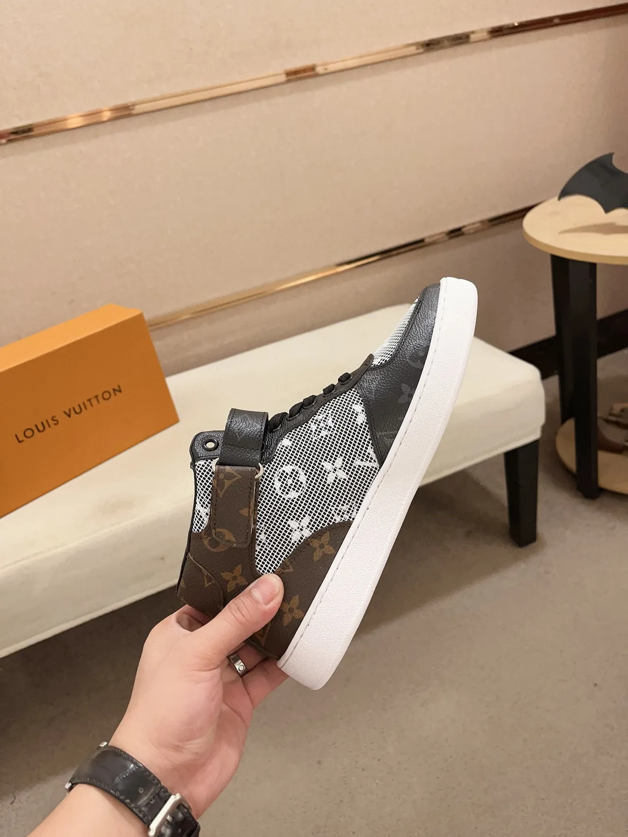 Louis Vuitton LV Trainer Black White High-Top Mesh-and-Monogram Lifestyle Sneakers 5