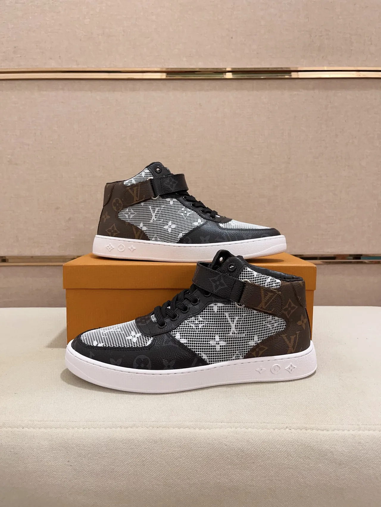Louis Vuitton LV Trainer Black White High-Top Mesh-and-Monogram Lifestyle Sneakers 6