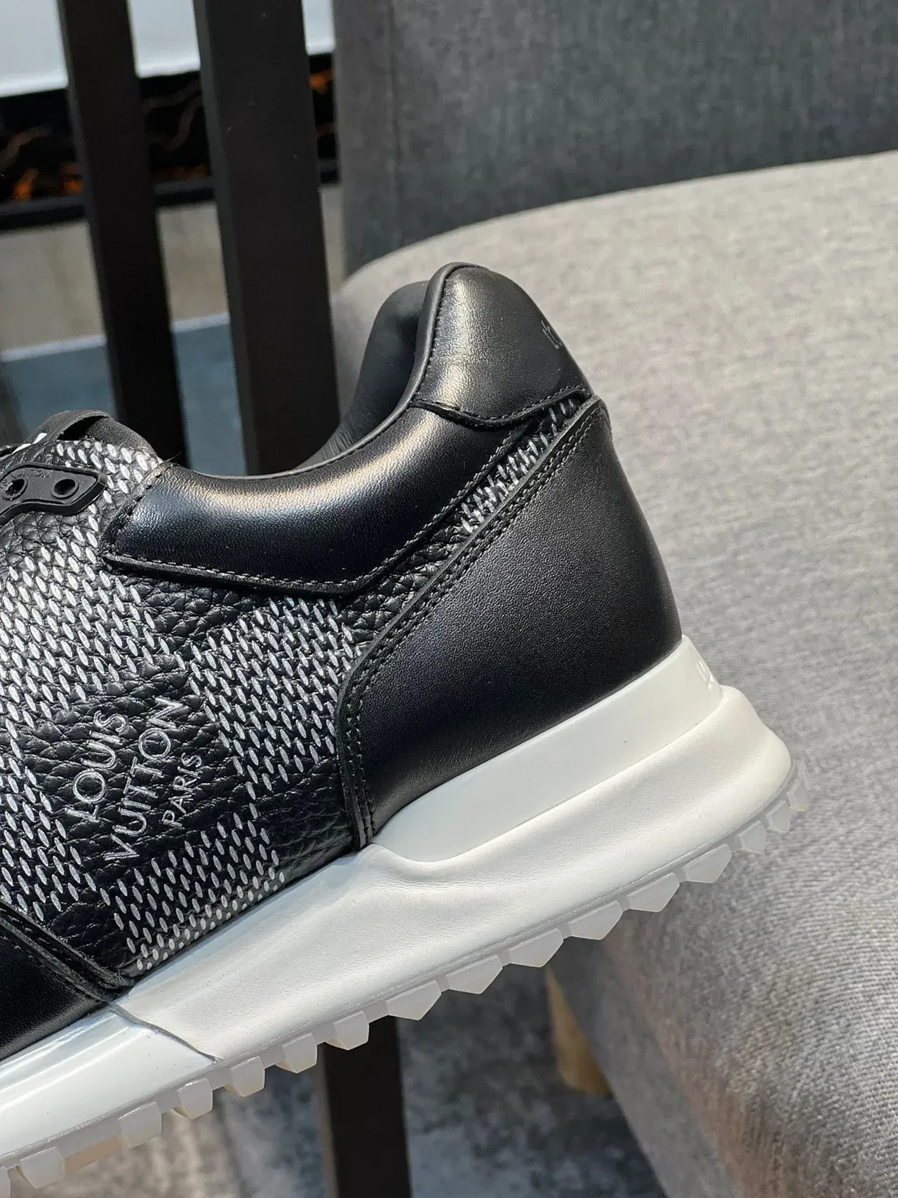 Louis Vuitton LV Trainer Black White Leather And Technical Mesh Upper Checkered Monogram Panel Lifestyle Sneakers 9