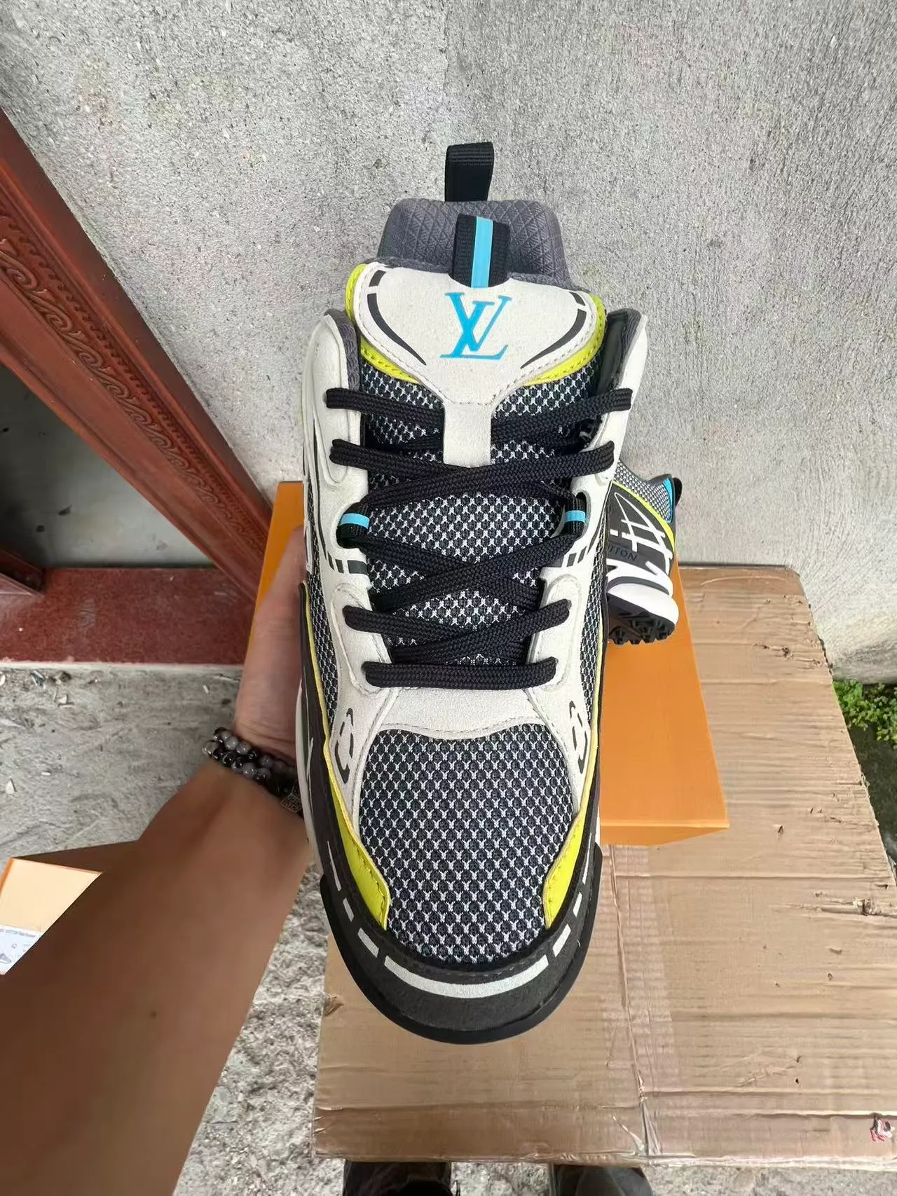 Louis Vuitton LV Trainer Black White Monogram-Overlay Chunky Sneakers 3