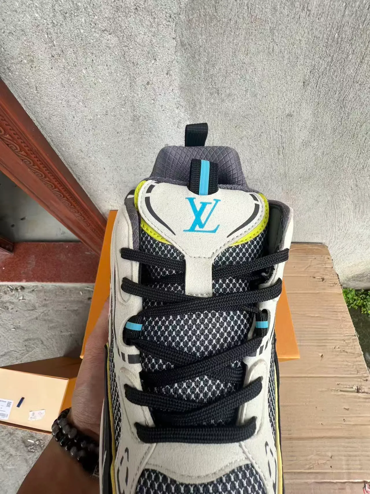 Louis Vuitton LV Trainer Black White Monogram-Overlay Chunky Sneakers 4