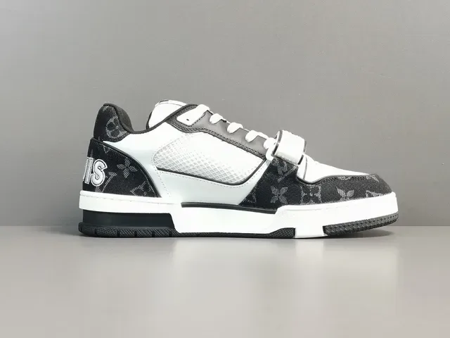 Louis Vuitton LV Trainer Black White Monogram-Print Textile Leather Overlays Lifestyle Sneakers 17