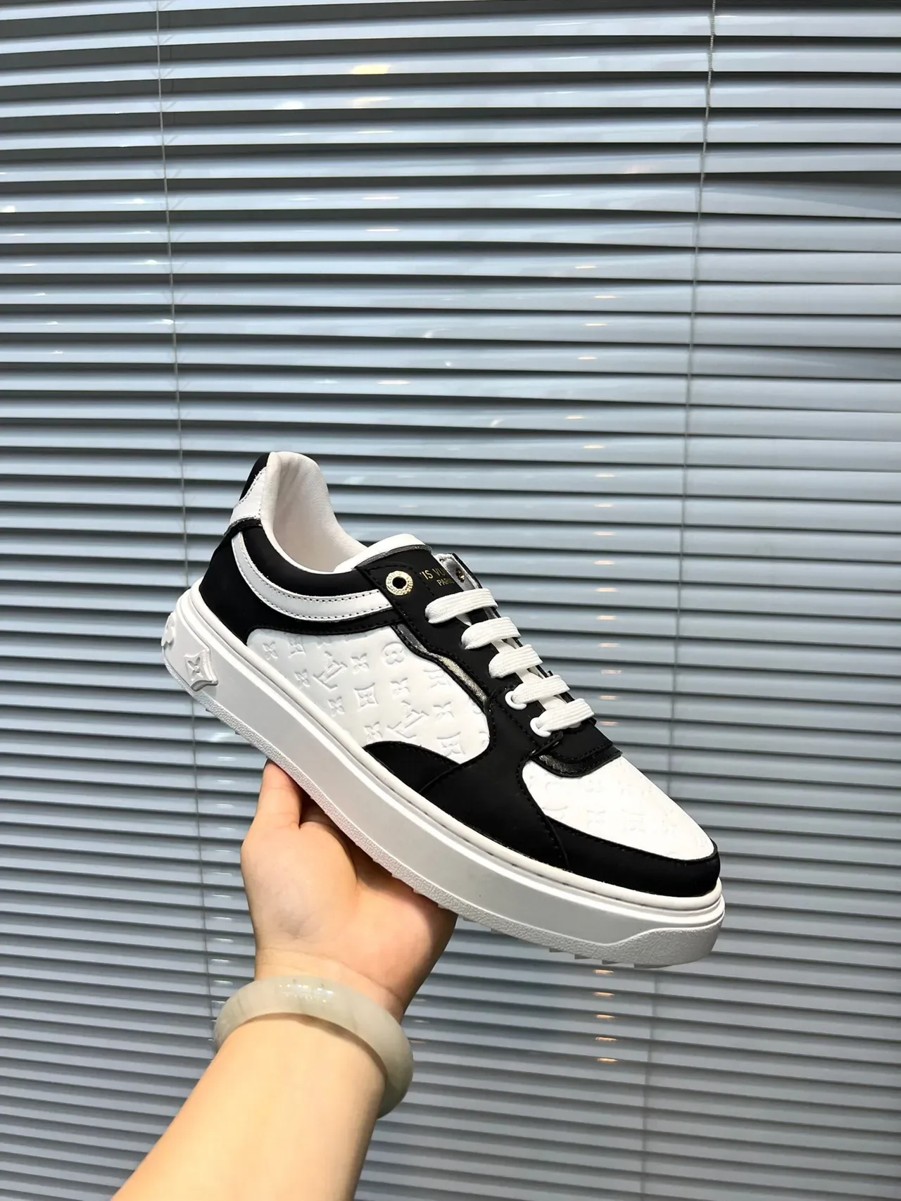Louis Vuitton LV Trainer Black White Monogrammed Leather Contrast Lifestyle Sneakers 6