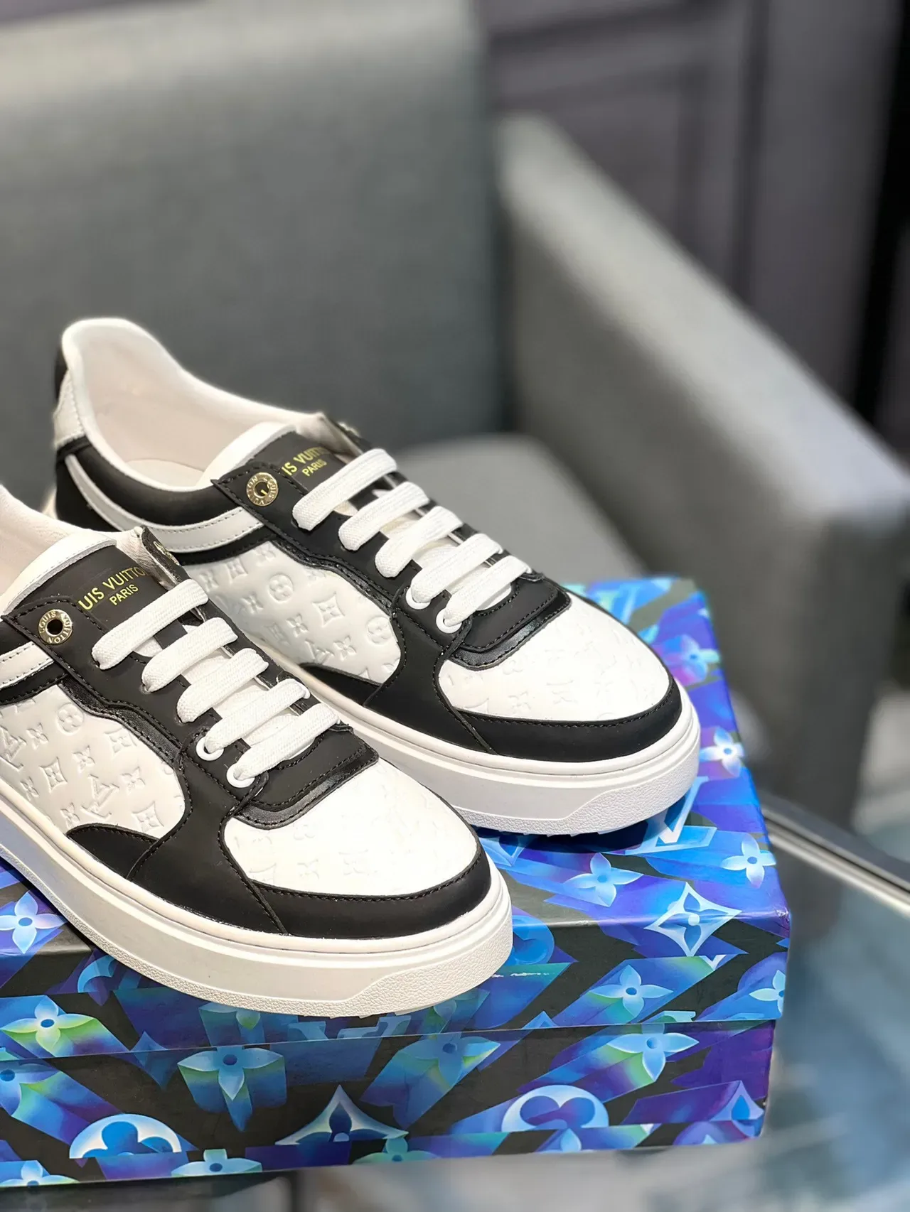 Louis Vuitton LV Trainer Black White Monogrammed Leather Contrast Lifestyle Sneakers 9