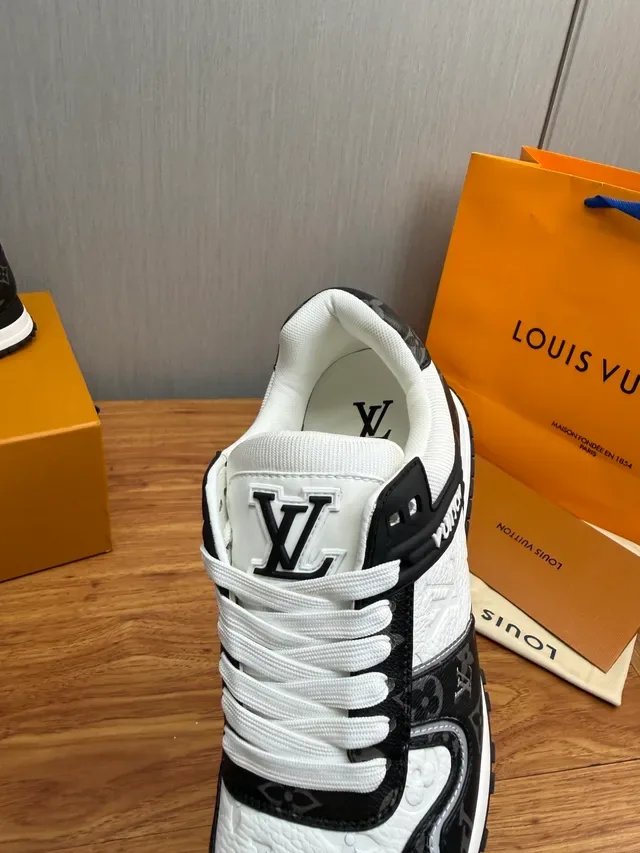 Louis Vuitton LV Trainer Black White Monogrammed Leather Two-Tone Panel Construction Lifestyle Sneakers 10