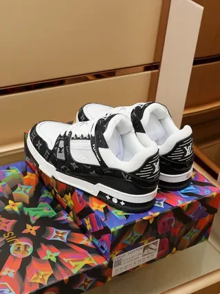 Louis Vuitton LV Trainer Black White Monogrammed Textile Leather Contrast Lifestyle Sneakers 6