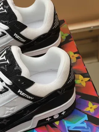 Louis Vuitton LV Trainer Black White Monogrammed Textile Leather Contrast Lifestyle Sneakers 8