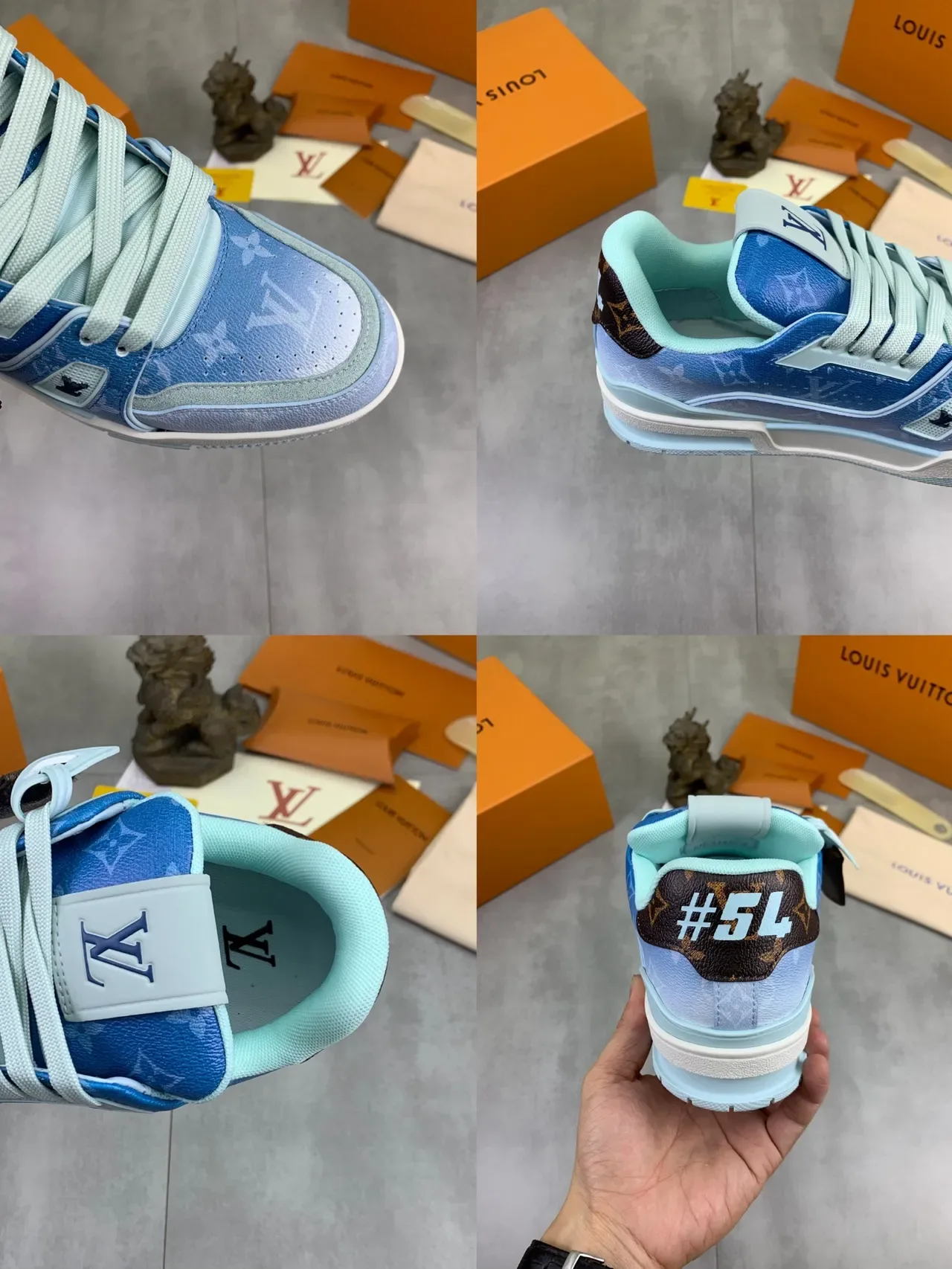Louis Vuitton LV Trainer Blue Green Gradient Monogram Upper Mint Lining Lifestyle Sneakers 2