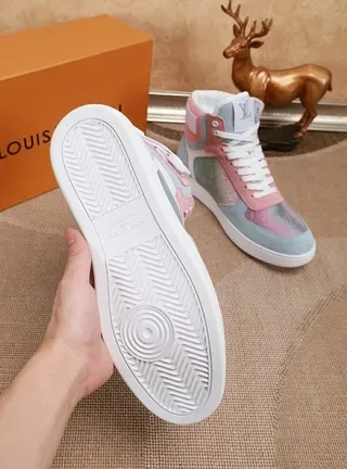Louis Vuitton LV Trainer Blue Pink High-Top Translucent Monogram Panels Lifestyle Sneakers 2