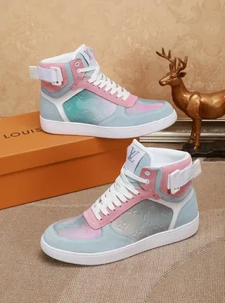 Louis Vuitton LV Trainer Blue Pink High-Top Translucent Monogram Panels Lifestyle Sneakers 3