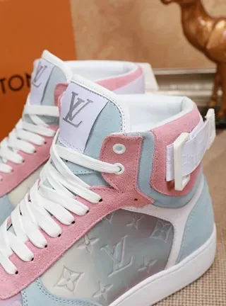 Louis Vuitton LV Trainer Blue Pink High-Top Translucent Monogram Panels Lifestyle Sneakers 4