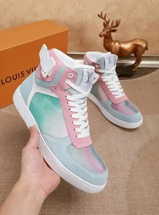 Louis Vuitton LV Trainer Blue Pink High-Top Translucent Monogram Panels Lifestyle Sneakers 5