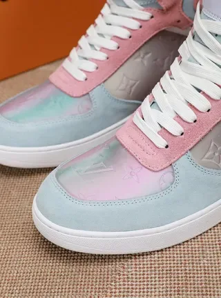Louis Vuitton LV Trainer Blue Pink High-Top Translucent Monogram Panels Lifestyle Sneakers 6