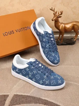 Louis Vuitton LV Trainer Blue White Denim Upper Monogram Print Lifestyle Sneakers 4