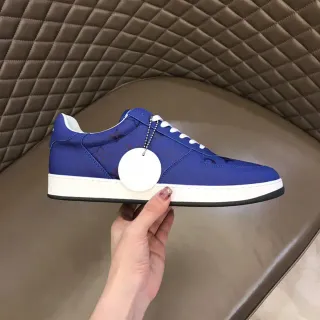 Louis Vuitton LV Trainer Azul Branco Monogrammed Nylon Upper Low-Top Silhouette Lifestyle Sneakers