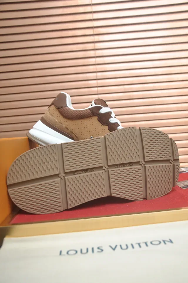 Louis Vuitton LV Trainer Brown Beige Monogrammed Perforated Upper Lifestyle Sneakers 3