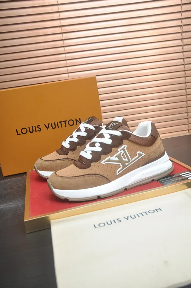 Louis Vuitton LV Trainer Brown Beige Monogrammed Perforated Upper Lifestyle Sneakers 4